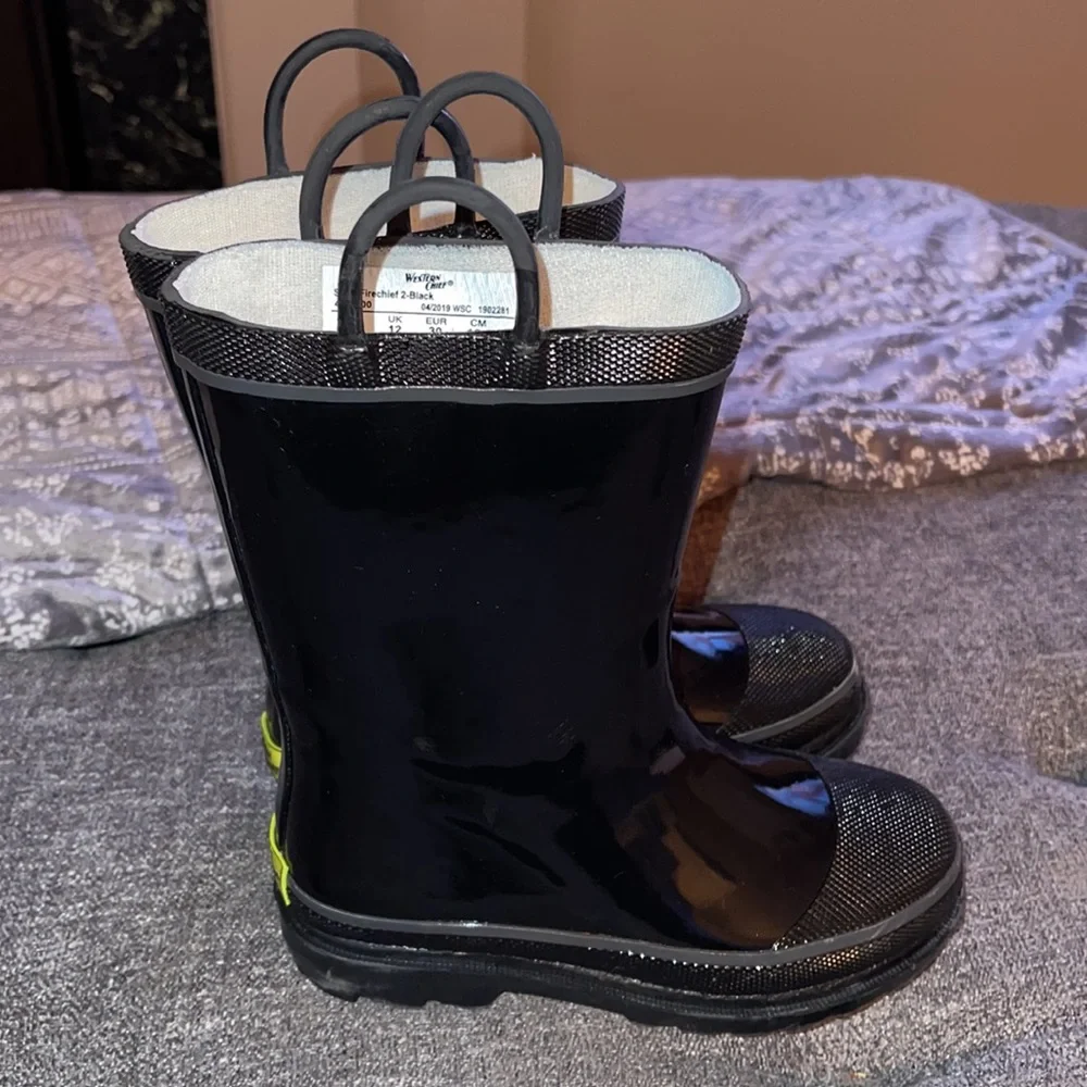 Fire chief Style Western Chief Black Little Kid Rain Boots sz 12